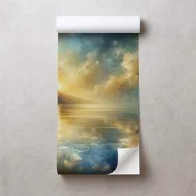 Samolepiaca tapeta zlaté slnko nad modrou hladinou