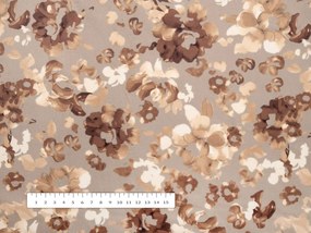 Biante Zamatový oválny obrus Tamara TMR-042 Hnedé kvety na sivobéžovom 50x100 cm