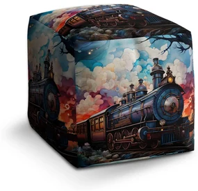 Sablio Taburet Cube Parná lokomotíva v kúzelnej krajine: 40x40x40 cm