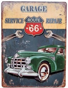 Nástenná kovová ceduľa Garage Service Route 66 - 25 * 33 cm