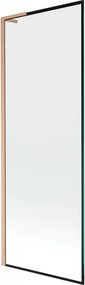 Mexen Next L, 1-krídlová vaňová zástena 70 x 150 cm, 6mm číre sklo-čierny vzor, medený profil, 895-070-000-03-70-65
