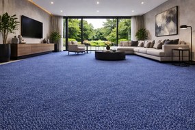 Spoltex, Metrážny koberec Elizabet 182 modrá, na mieru, šíře 4m, modrá, filc, obývacia izba