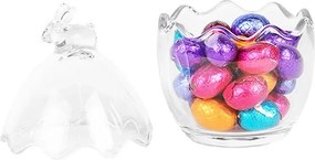 Sklenená dóza s vekom v tvare vajcia s králikom – Ø 11*17 cm