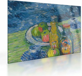 Sklenený obraz - Alexej von Jawlensky, Still Life with Bottles and Fruit, reprodukcia (70x50 cm)