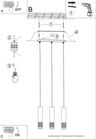 Závesné svietidlo Liro, 3x biele kovové tienidlo