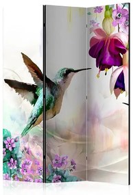 Paraván - Hummingbirds and Flowers [Room Dividers] Veľkosť: 135x172, Verzia: Akustický