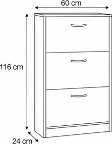 Skrinka na topánky s priehradkami G1016 ELM, brestové drevo, 3 poschodia