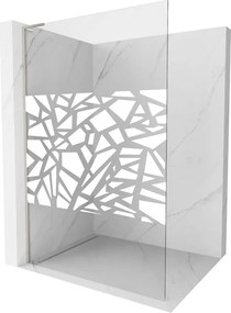 Mexen Kioto L, sprchová zástena Walk-In 70 x 200 cm, 8mm číre sklo biely vzor, brúsená oceľ profil, 800-070-103-97-85