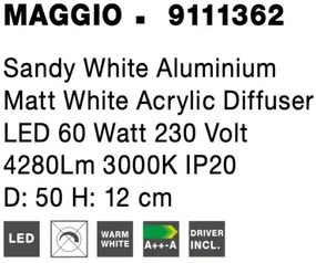 LED stropné svietidlo Maggio 50 biele