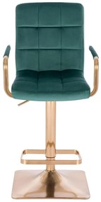 LuxuryForm DESIGN Barová stolička VERONA GOLD VELUR na zlatej hranatej základni - zelená