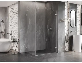 Mexen Lunar-B, pravostranný výklopný sprchový kút 80 x 70 cm, 8mm číre sklo, chrómový profil, 832-080-070-01-00-P
