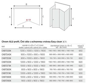 Mereo Lima, sprchovací kút 800x800 cm, chróm ALU, sklo číre, MER-CK86213K