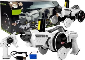 LEAN Toys Odpaľovacia pištoľ Auto 2 v 1 Diaľkovo ovládané penové disky biele 2,4 G