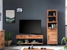 furniture-nabytek.cz - Masívna vitrína Sydney z akáciového dreva, lakovaná, hnedá – 50×45×185 cm