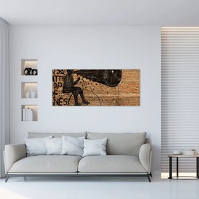 Obraz - Muž na bicykli v Banksyho štýle (120x50 cm)