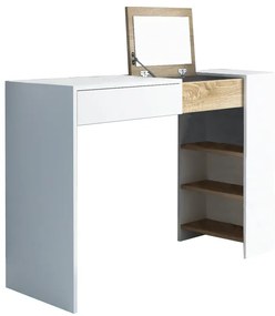 Biely toaletný stolík / písací stôl s dekorom dub sonoma ELIS