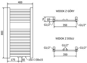 Mexen Hades, elektrické vykurovacie teleso 800 x 400 mm, 300 W, zlatá lesklá, W104-0800-400-2300-50