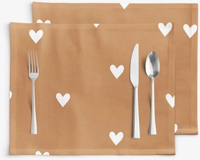 Goldea prestieranie na stôl 100% bavlnené plátno - srdiečka na jesennej hnedej - sada 2ks 30 x 40 cm