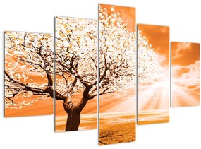 Oranžový obraz stromu (150x105 cm)