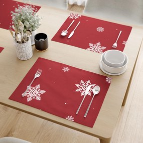 Goldea vianočné prestieranie na stôl 100% bavlnené plátno - snehové vločky na červenej - sada 2ks 30 x 40 cm