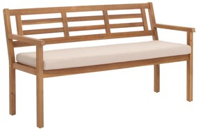 Záhradná lavička HWC-N47, 82x145x59 cm, akáciové drevo - krémovo-béžový vankúš