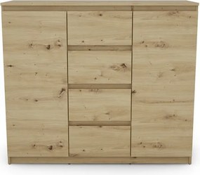 Široká komoda so 4 zásuvkami Carlos, dub artisan, 120 cm