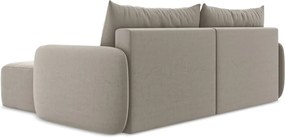 Taupe zamatová rozkladacia/s úložným priestorom rohová pohovka (pravý roh/s leňoškou) Kalena – Makamii