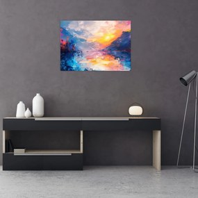 Sklenený obraz - Maľba krajiny (70x50 cm)