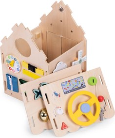 Drevený manipulačný domček ECOTOYS XXL – edukatívna hračka a organizér 30 aktivít (3+)