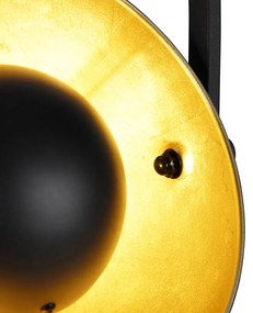 Priemyselná stojaca lampa čierna so zlatom 3-svetlo - Magnax