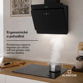 Klarstein Aurica 60, digestor, 60 cm, nástenný, 620 m³/h, LED, dotykové ovládanie, sklo, čierny
