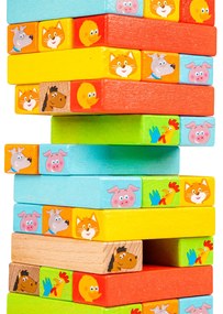 Drevená veža Jenga so zvieratkami