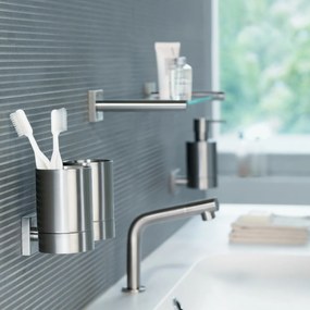 Spirella Nástenná sklenená polička Nyo 40 cm, brúsená nehrdz. oceľ, 40 cm