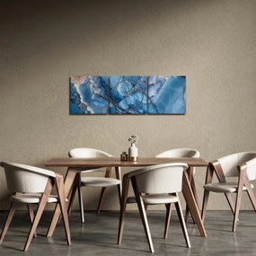 Obraz - Modrý členitý mramor (s hodinami) (90x30 cm)