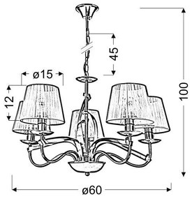Luster na reťazi DIVA 5xE14/40W/230V