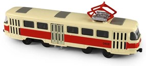 RAPPA Kovová česká retro električka Tatra T3 s otváracími strednými dverami - 16 cm - červená