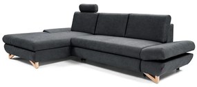 Rozkladacia rohová čalúnená sedacia súprava AVESTA, v tvare L, ľavá, antracit, s úložným priestorom