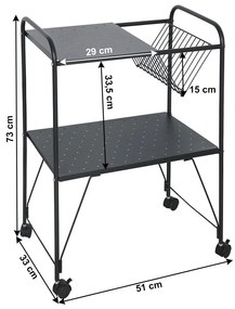 Tempo Kondela Príručný stolík pojazdný, viacúčelový, kov/plast, čierna, KORETE