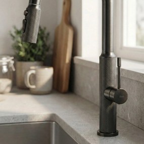 Rea Master, vysoká kuchynská batéria s výsuvným výtokom, grafitová matná, REA-B7206