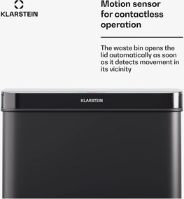 Klarstein Touchless, senzorový odpadkový kôš, 50 l, z nehrdzavejúcej ocele, Soft-Close zatváranie, napájaný batériou, LED displej, časovač