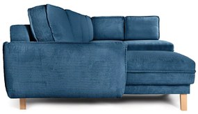 Modrá menčestrová rozkladacia rohová pohovka (pravý roh/do tvaru "U") Tori – Bonami Selection