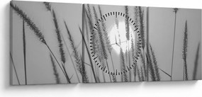 Obraz - Lúka pri západe slnka (s hodinami) (90x30 cm)