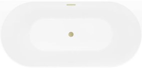 Mexen Oval Slim, voľne stojaca vaňa ku stene, 170 x 80 cm, biela-šedá, zlatý matný prepad, 52661708062-55