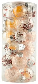 DECOLED Sada ozdob, prům. 6 cm, červená+růžová
