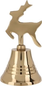 Vianočný zvonček zlatej farby s jeleňom 10 cm
