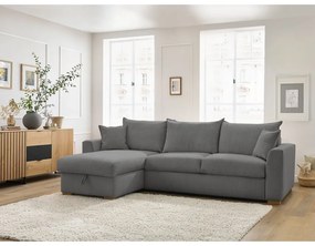 Sivá menčestrová rozkladacia rohová pohovka (variabilná) Augustin – Bobochic Paris