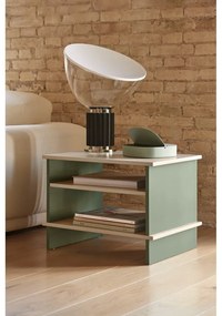 Zeleno-krémový nočný stolík s poličkami Inari – Teulat