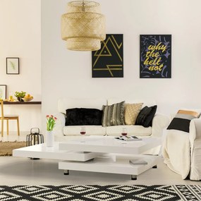 Konferenčný stolík NY - 76  x 76 cm - vysoký lesk, biely