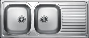 Kuchinox Orion, 2-komorový nerezový drez s odkvapkávačom 1160x500x155 mm, hladký dekor, oceľová, LAV-SKO_021T