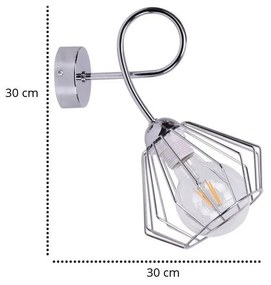 Nástenné svietidlo NUVOLA 8, 1x chrómové drôtené tienidlo, CH
